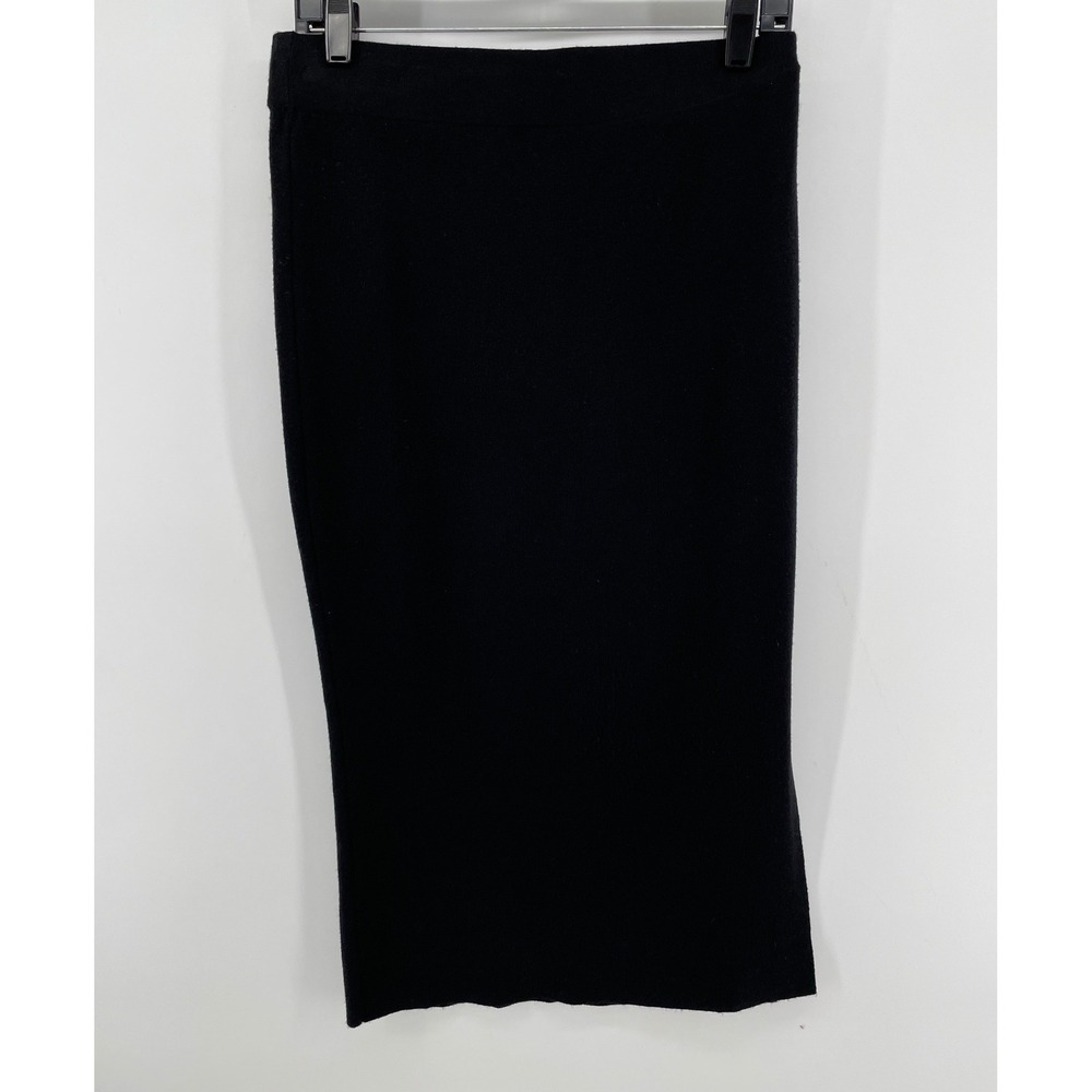 Knit Midi Sweater Skirt Womens Medium Black Ribbed Bodycon Pencil Casual Chic